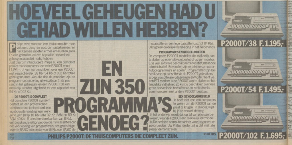 Newspaper advertisement of the P2000T