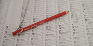 Voting sheet with red pencil