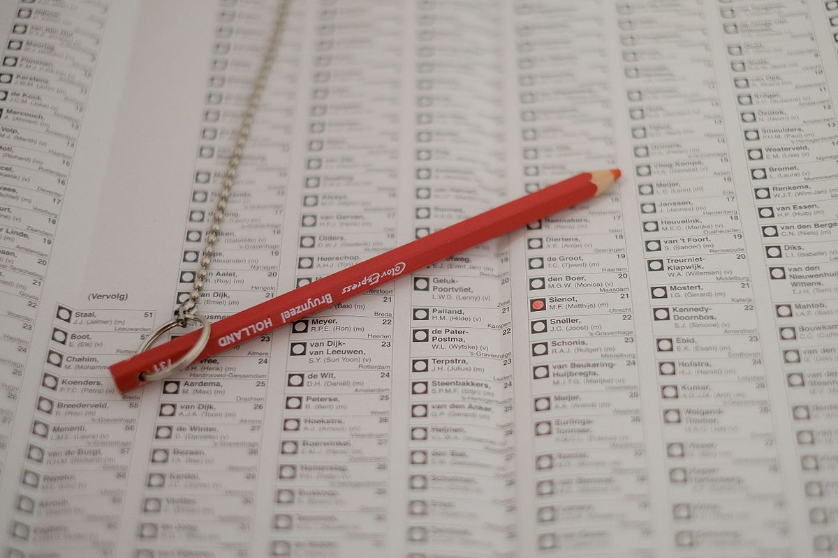 Voting sheet with red pencil
